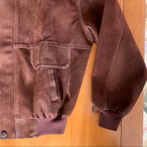 Brown Nubuck Bomber Jacket - Picture 3 of 7